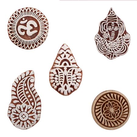 Set of 5 Piece New Mix Wooden Printing Blocks